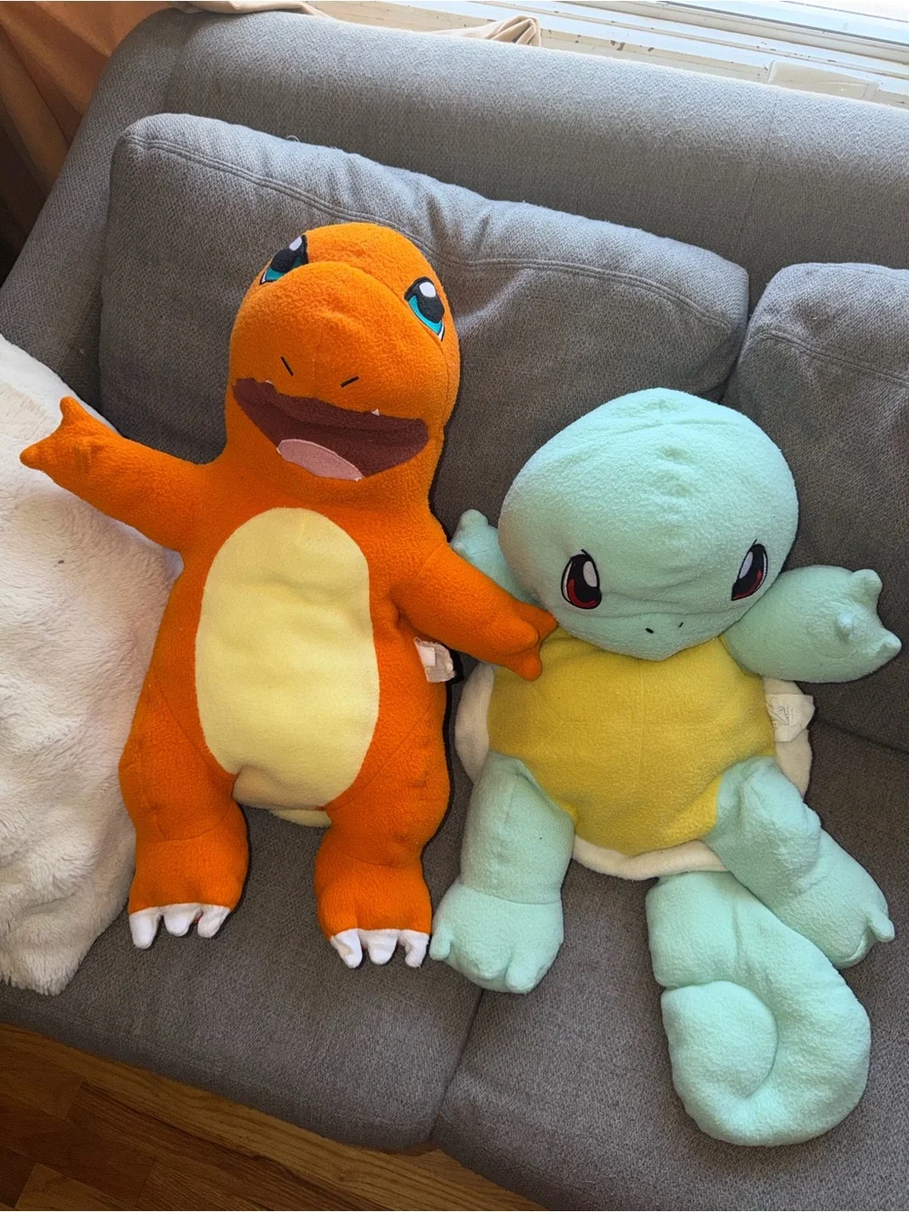 VTG 1990s Pokemon Plush SQUIRTLE  & Charmander Body Pillow Pal Cushion Cuddle